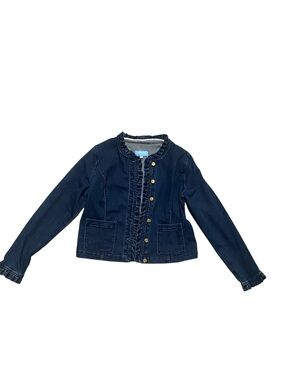 Draper James Girls' Navy Ruffle-Trim Jean Jacket